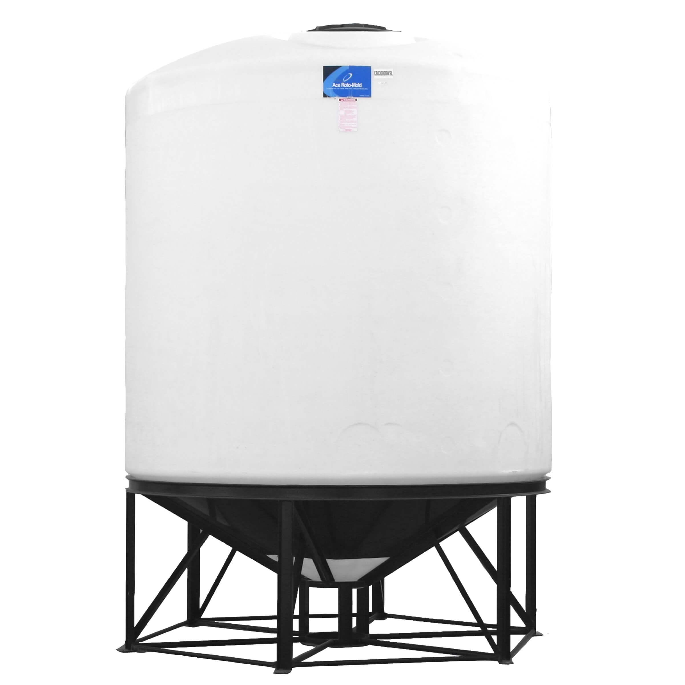 3000 Gallon 30 Degree Plastic Cone Bottom Tank in White